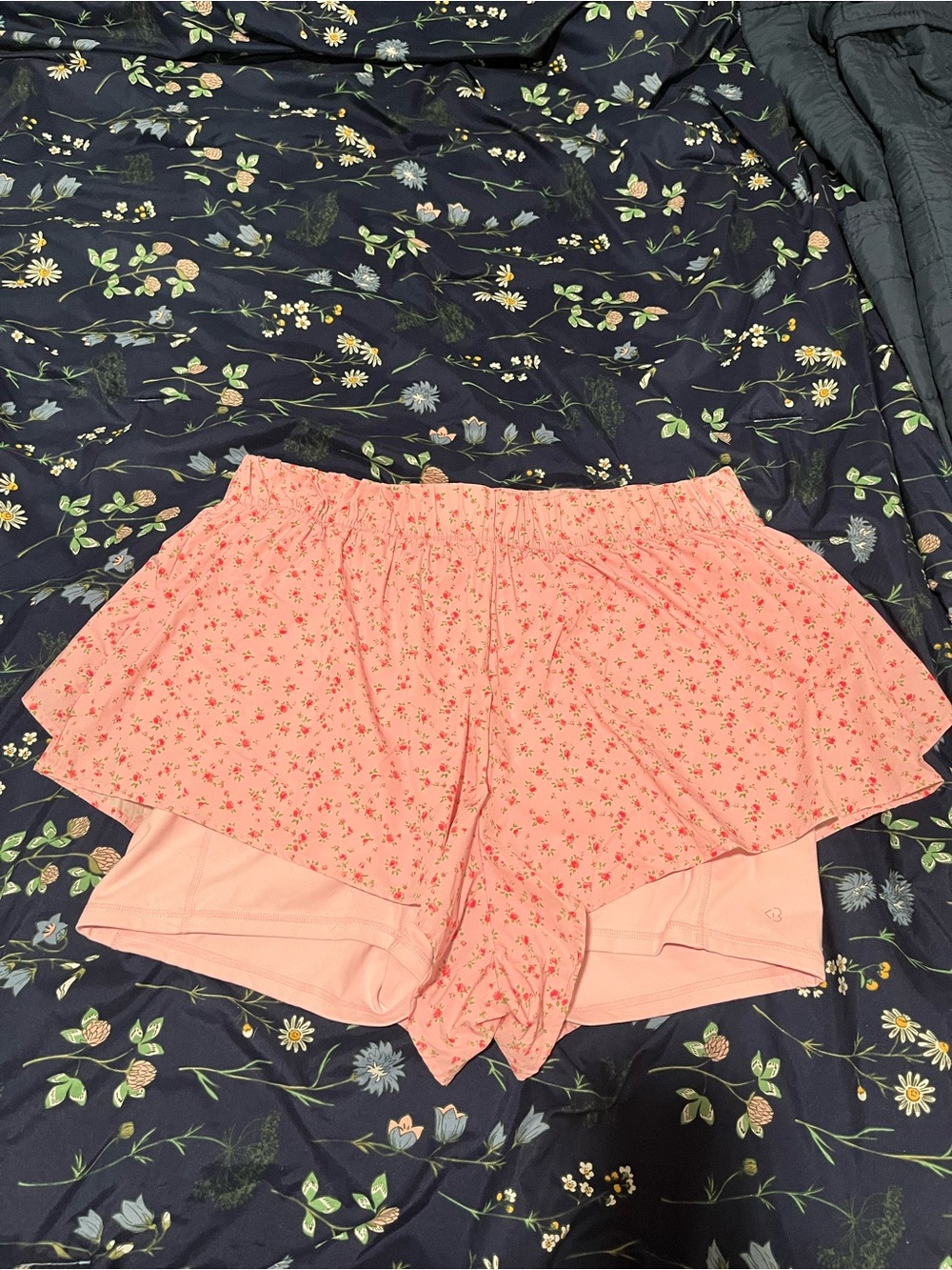 Blogilates Pink Floral Layered Shorts